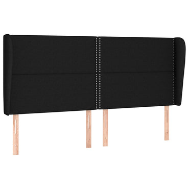 vidaXL Kopfteil mit Ohren Schwarz 163x23x118/128 cm Stoff