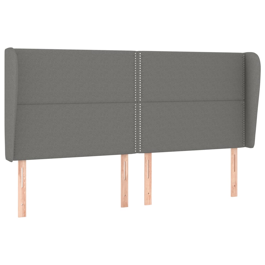 vidaXL Kopfteil mit Ohren Dunkelgrau 183x23x118/128 cm Stoff