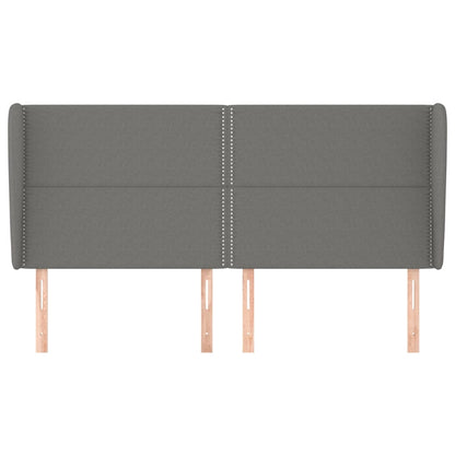 vidaXL Kopfteil mit Ohren Dunkelgrau 183x23x118/128 cm Stoff