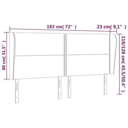 vidaXL Kopfteil mit Ohren Dunkelgrau 183x23x118/128 cm Stoff