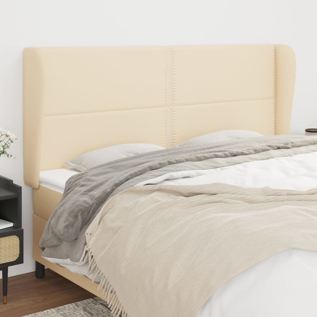 vidaXL Kopfteil mit Ohren Creme 183x23x118/128 cm Stoff