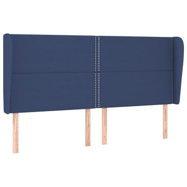 vidaXL Kopfteil mit Ohren Blau 183x23x118/128 cm Stoff