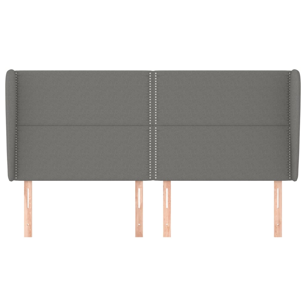 vidaXL Kopfteil mit Ohren Dunkelgrau 203x23x118/128 cm Stoff