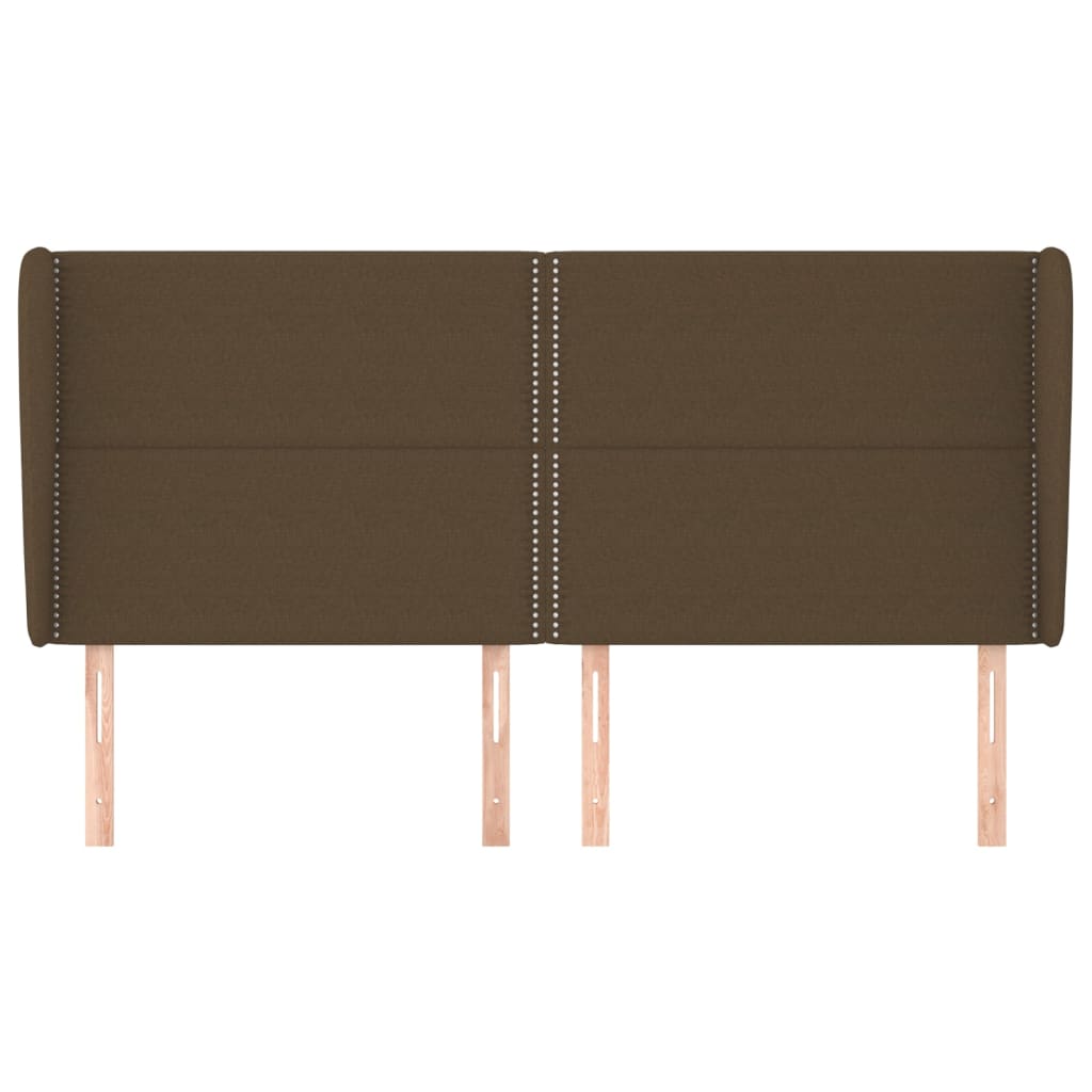 vidaXL Kopfteil mit Ohren Dunkelbraun 203x23x118/128 cm Stoff