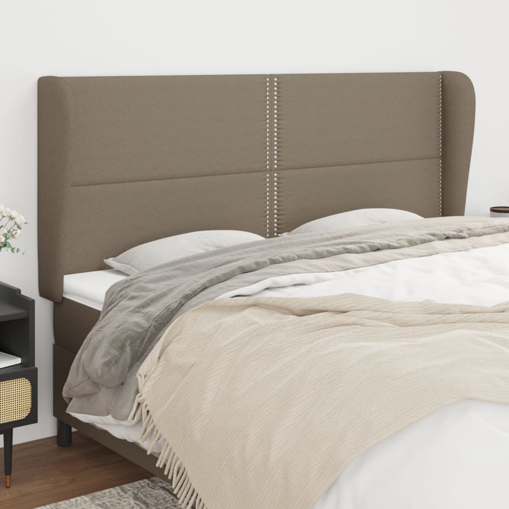 vidaXL Kopfteil mit Ohren Taupe 203x23x118/128 cm Stoff