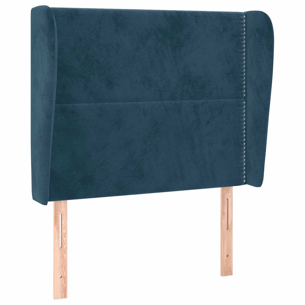 vidaXL Kopfteil mit Ohren Dunkelblau 83x23x118/128 cm Samt