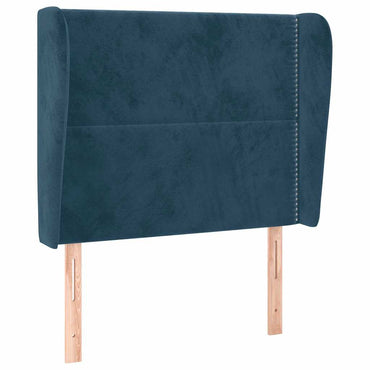 vidaXL Kopfteil mit Ohren Dunkelblau 83x23x118/128 cm Samt