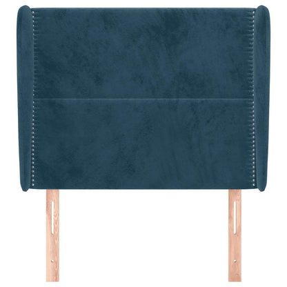 vidaXL Kopfteil mit Ohren Dunkelblau 83x23x118/128 cm Samt