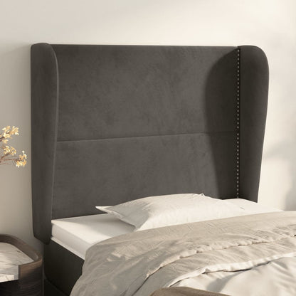 vidaXL Kopfteil mit Ohren Dunkelgrau 93x23x118/128 cm Samt