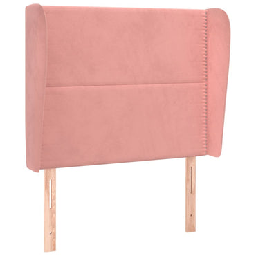 vidaXL Kopfteil mit Ohren Rosa 93x23x118/128 cm Samt