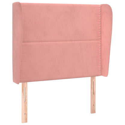 vidaXL Kopfteil mit Ohren Rosa 93x23x118/128 cm Samt