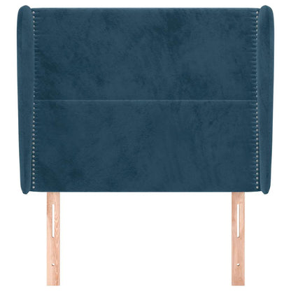 vidaXL Kopfteil mit Ohren Dunkelblau 103x23x118/128 cm Samt