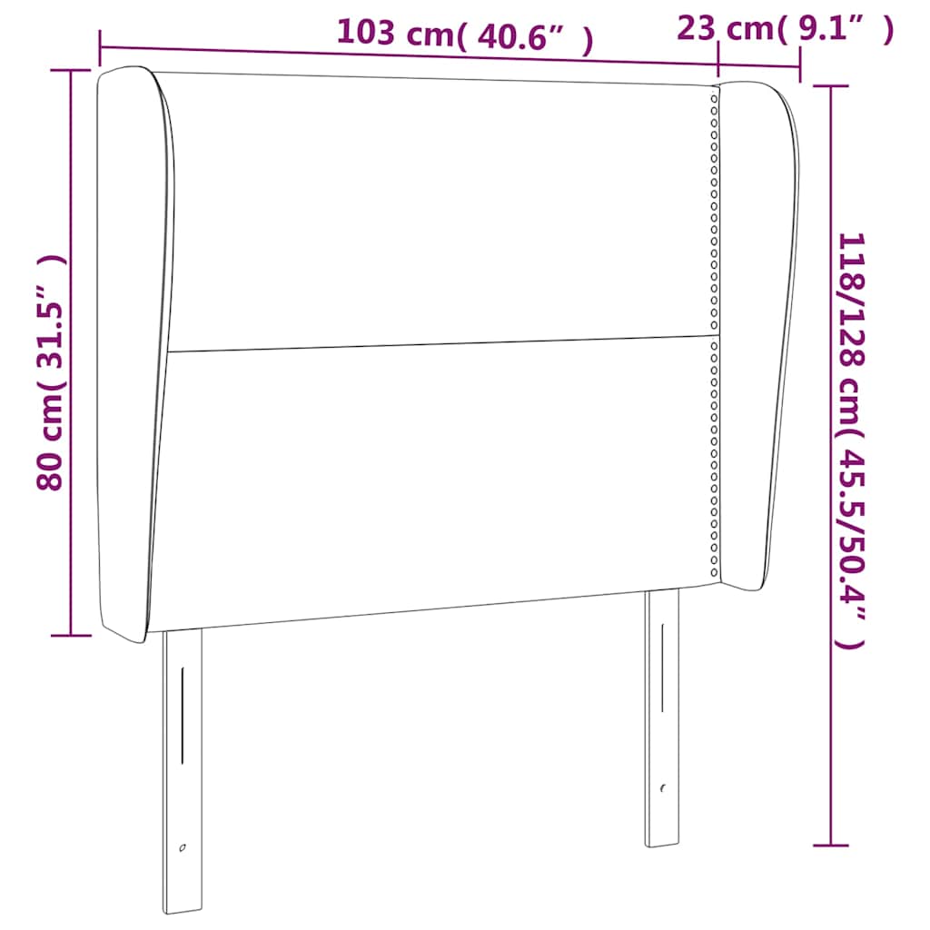 vidaXL Kopfteil mit Ohren Dunkelblau 103x23x118/128 cm Samt