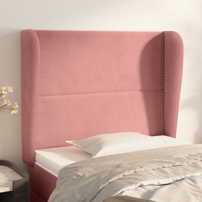 vidaXL Kopfteil mit Ohren Rosa 103x23x118/128 cm Samt