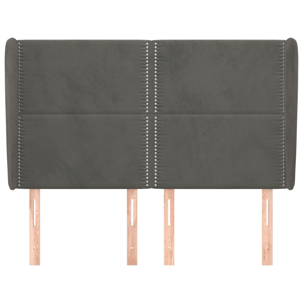 vidaXL Kopfteil mit Ohren Dunkelgrau 147x23x118/128 cm Samt