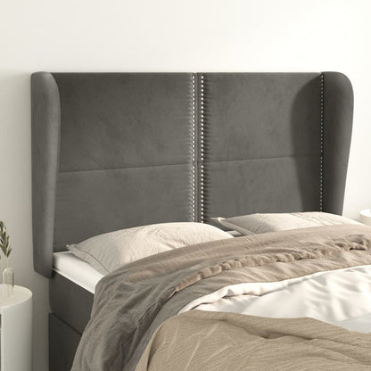 vidaXL Kopfteil mit Ohren Dunkelgrau 147x23x118/128 cm Samt