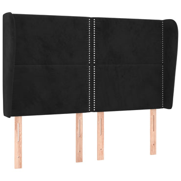 vidaXL Kopfteil mit Ohren Schwarz 147x23x118/128 cm Samt