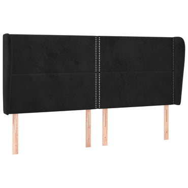 vidaXL Kopfteil mit Ohren Schwarz 163x23x118/128 cm Samt