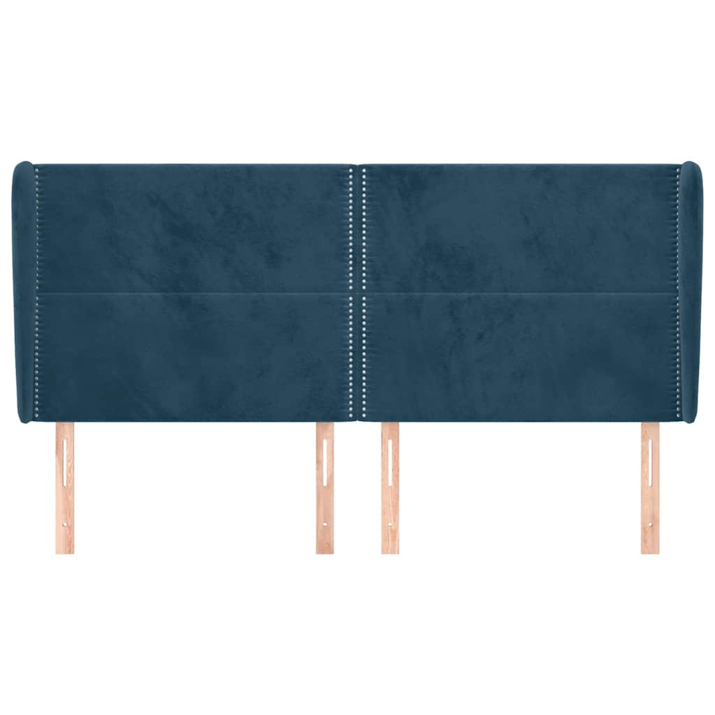 vidaXL Kopfteil mit Ohren Dunkelblau 163x23x118/128 cm Samt