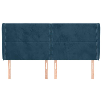 vidaXL Kopfteil mit Ohren Dunkelblau 163x23x118/128 cm Samt