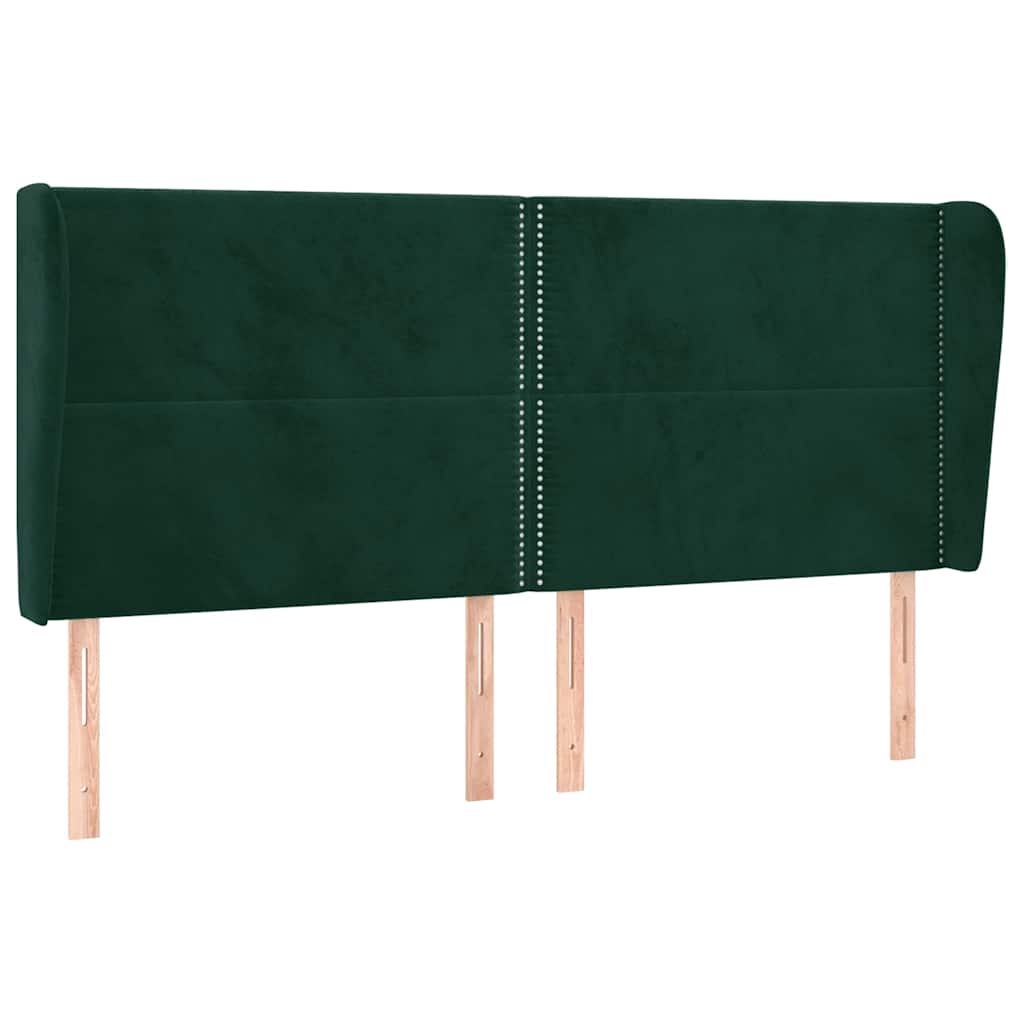 vidaXL Kopfteil mit Ohren Dunkelgrün 183x23x118/128 cm Samt