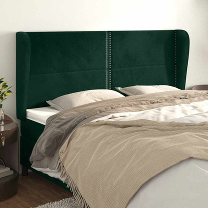 vidaXL Kopfteil mit Ohren Dunkelgrün 183x23x118/128 cm Samt