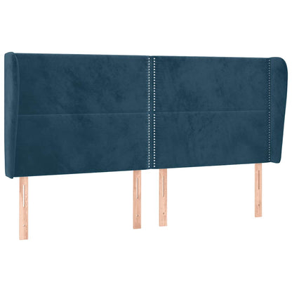 vidaXL Tête de lit à oreilles Bleu foncé 183x23x118/128 cm Velours