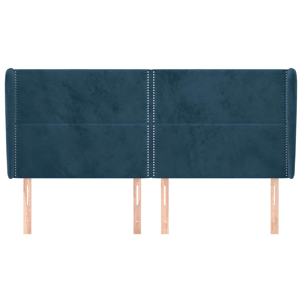 vidaXL Tête de lit à oreilles Bleu foncé 183x23x118/128 cm Velours