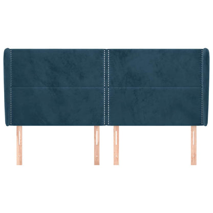 vidaXL Tête de lit à oreilles Bleu foncé 183x23x118/128 cm Velours
