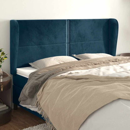 vidaXL Tête de lit à oreilles Bleu foncé 183x23x118/128 cm Velours