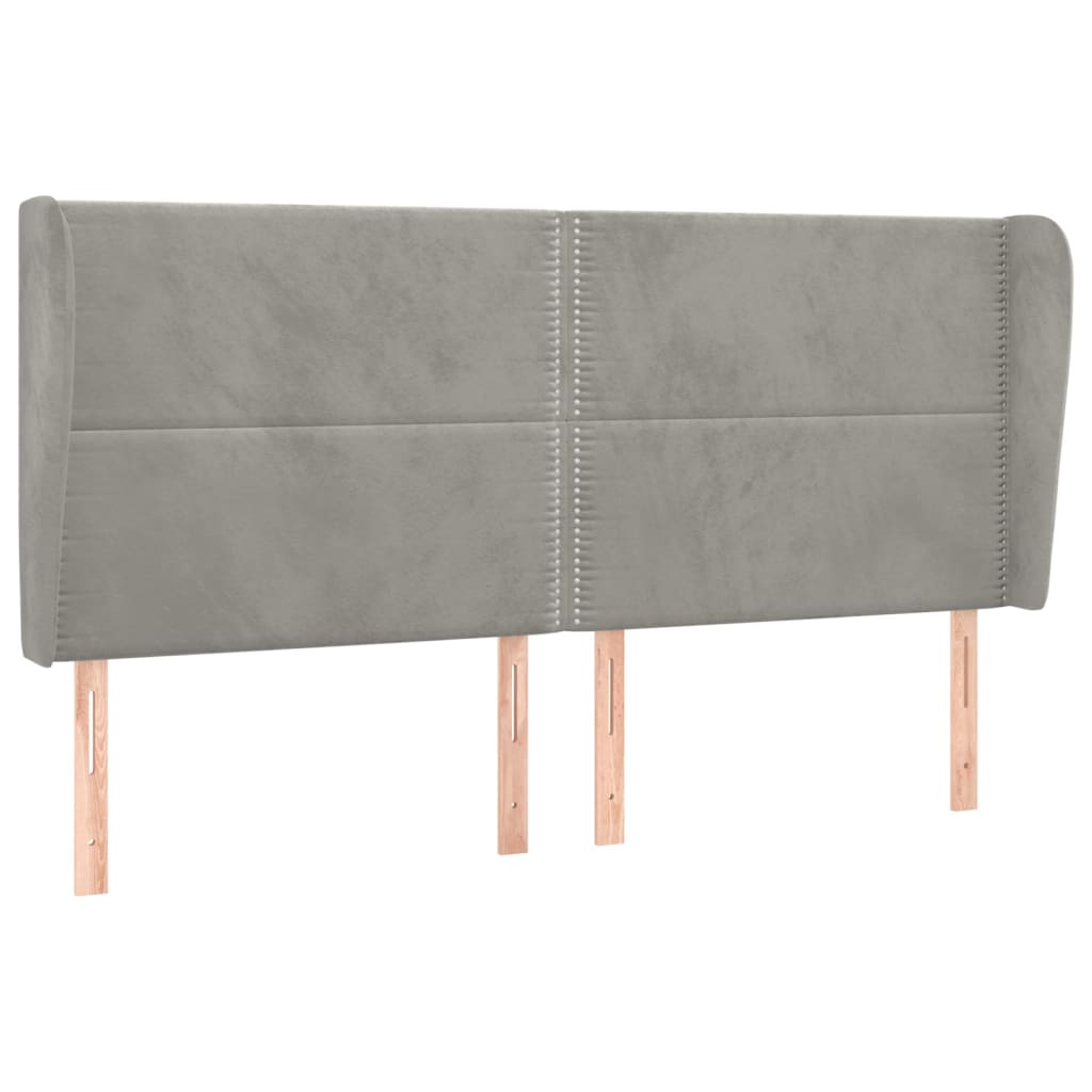 vidaXL Kopfteil mit Ohren Hellgrau 203x23x118/128 cm Samt