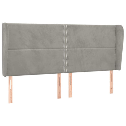 vidaXL Kopfteil mit Ohren Hellgrau 203x23x118/128 cm Samt