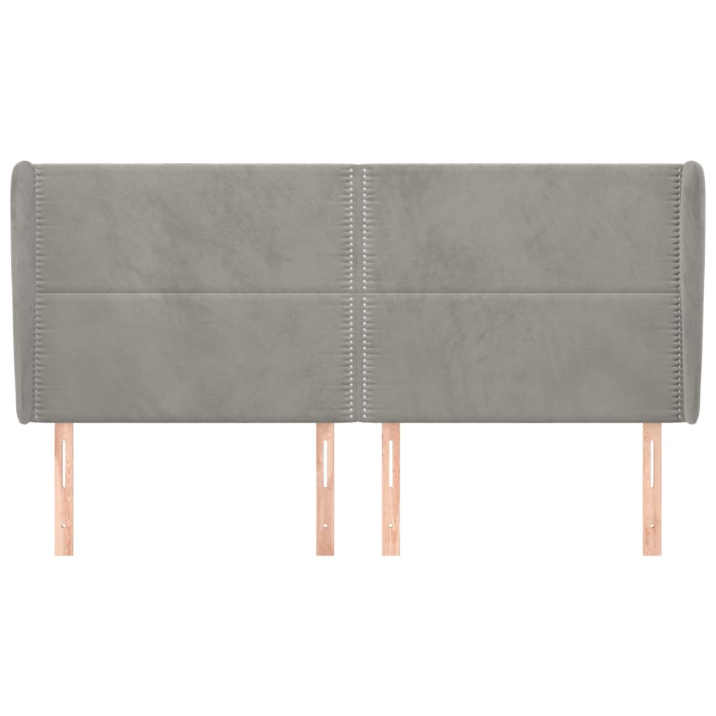 vidaXL Kopfteil mit Ohren Hellgrau 203x23x118/128 cm Samt