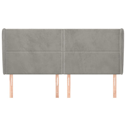 vidaXL Kopfteil mit Ohren Hellgrau 203x23x118/128 cm Samt