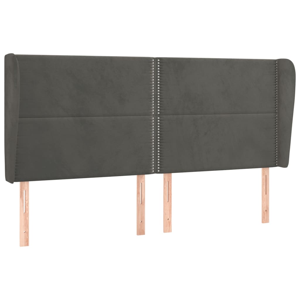 vidaXL Kopfteil mit Ohren Dunkelgrau 203x23x118/128 cm Samt