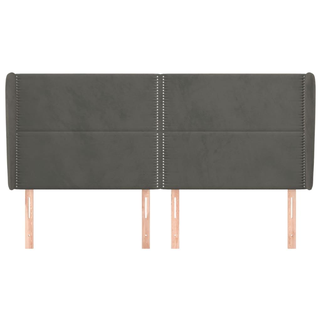 vidaXL Kopfteil mit Ohren Dunkelgrau 203x23x118/128 cm Samt