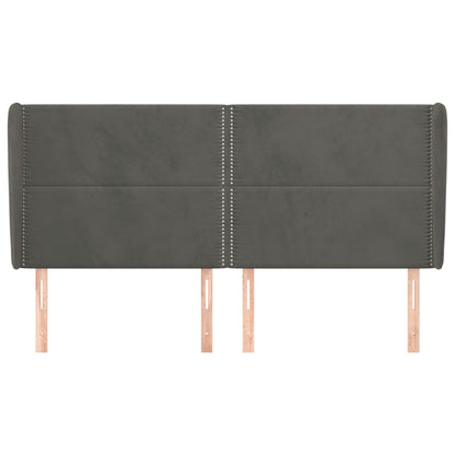 vidaXL Kopfteil mit Ohren Dunkelgrau 203x23x118/128 cm Samt