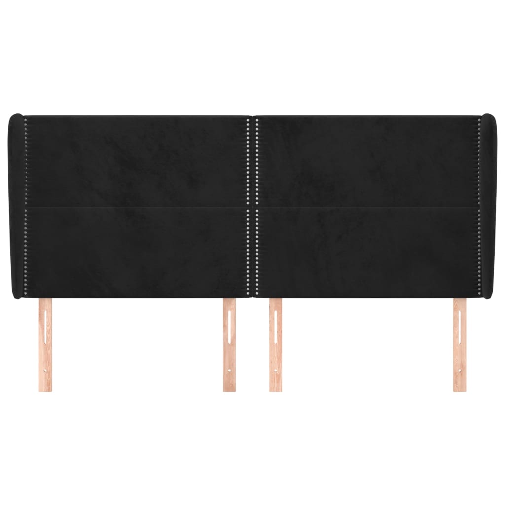 vidaXL Kopfteil mit Ohren Schwarz 203x23x118/128 cm Samt