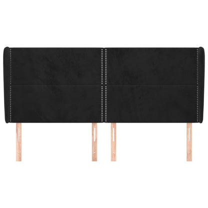 vidaXL Kopfteil mit Ohren Schwarz 203x23x118/128 cm Samt