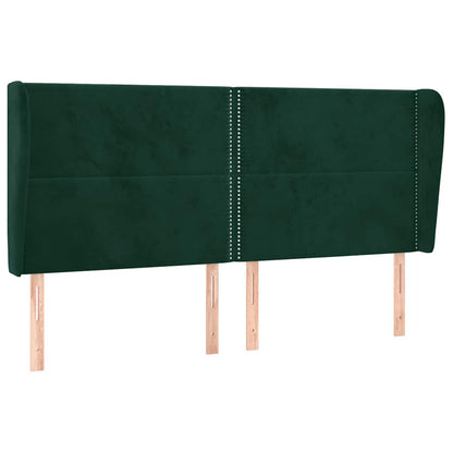 vidaXL Kopfteil mit Ohren Dunkelgrün 203x23x118/128 cm Samt