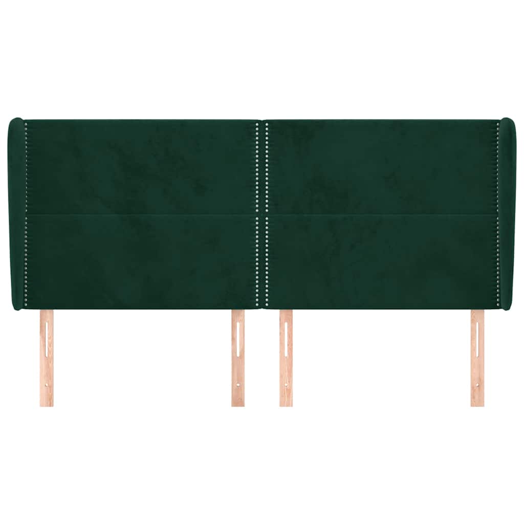 vidaXL Kopfteil mit Ohren Dunkelgrün 203x23x118/128 cm Samt