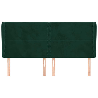 vidaXL Kopfteil mit Ohren Dunkelgrün 203x23x118/128 cm Samt