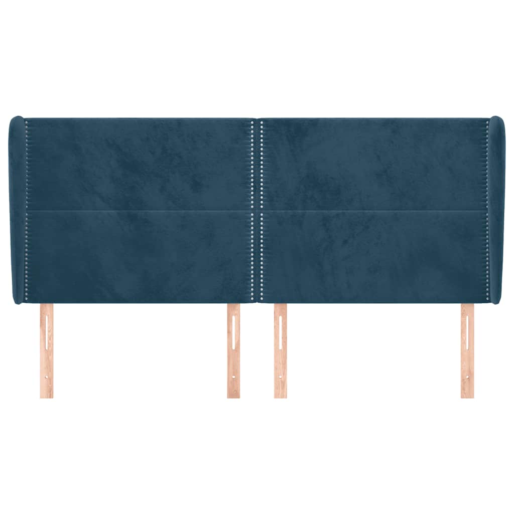 vidaXL Kopfteil mit Ohren Dunkelblau 203x23x118/128 cm Samt