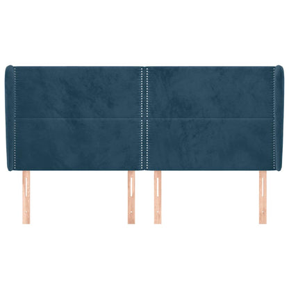 vidaXL Kopfteil mit Ohren Dunkelblau 203x23x118/128 cm Samt