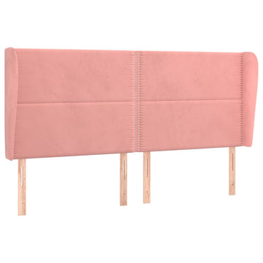 vidaXL Kopfteil mit Ohren Rosa 203x23x118/128 cm Samt