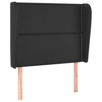 vidaXL Kopfteil mit Ohren Schwarz 93x23x118/128 cm Kunstleder