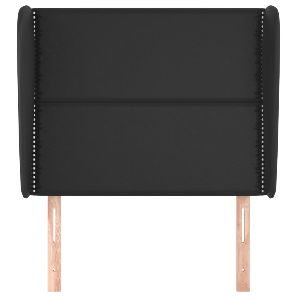 vidaXL Kopfteil mit Ohren Schwarz 93x23x118/128 cm Kunstleder
