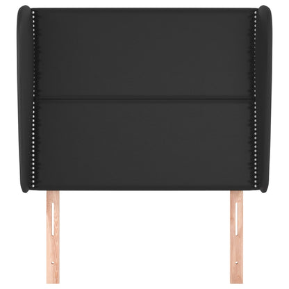 vidaXL Kopfteil mit Ohren Schwarz 93x23x118/128 cm Kunstleder