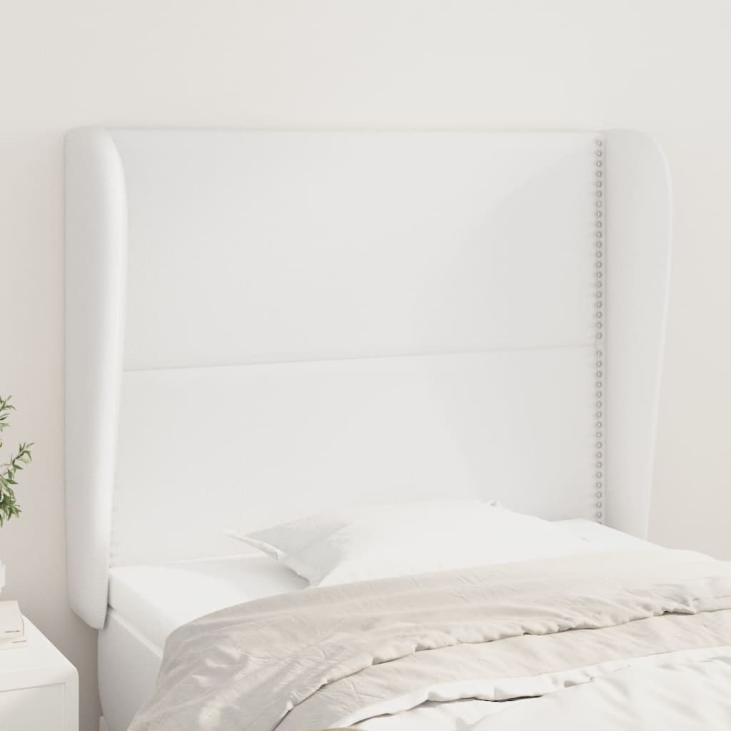 vidaXL Kopfteil mit Ohren Weiß 93x23x118/128 cm Kunstleder