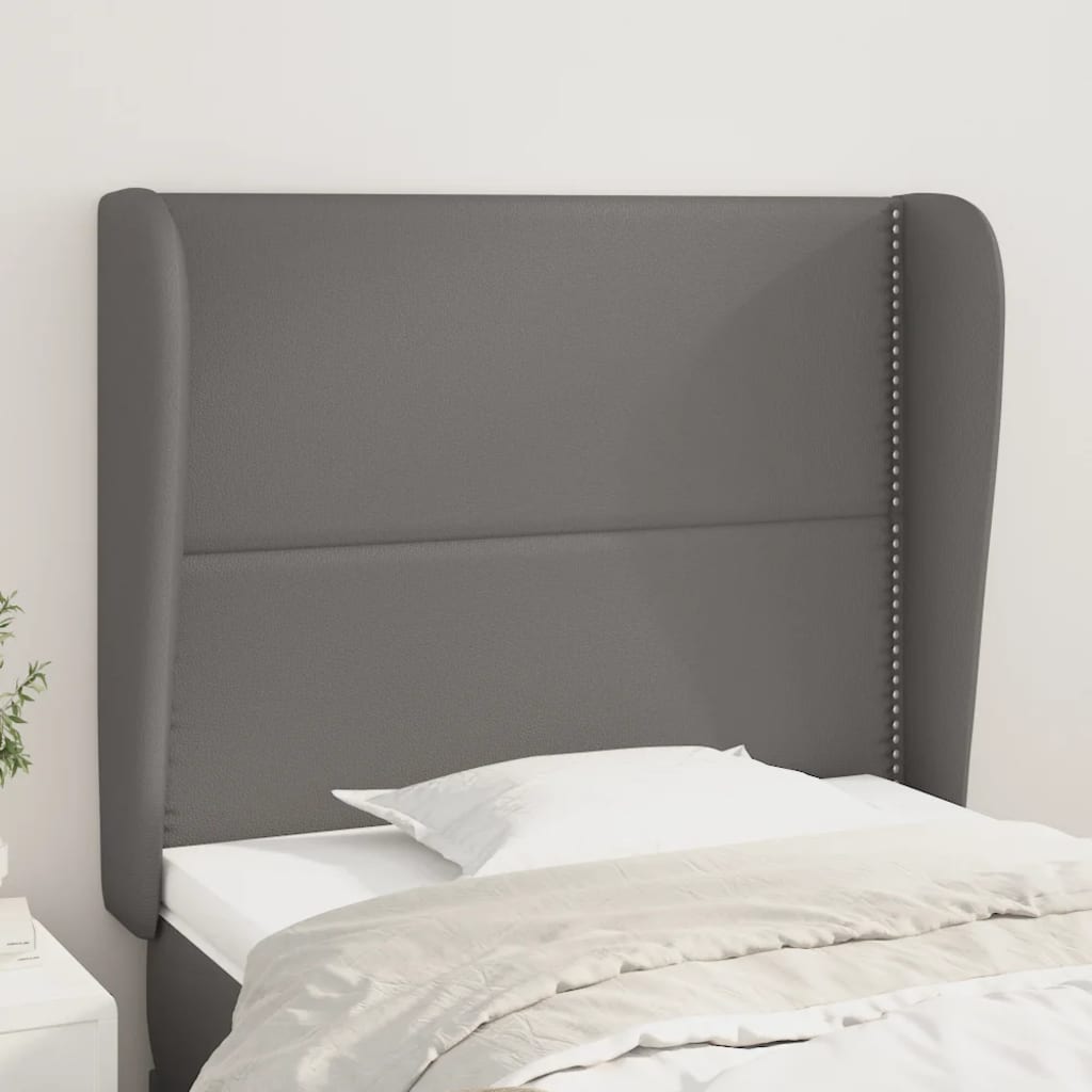 vidaXL Kopfteil mit Ohren Grau 93x23x118/128 cm Kunstleder
